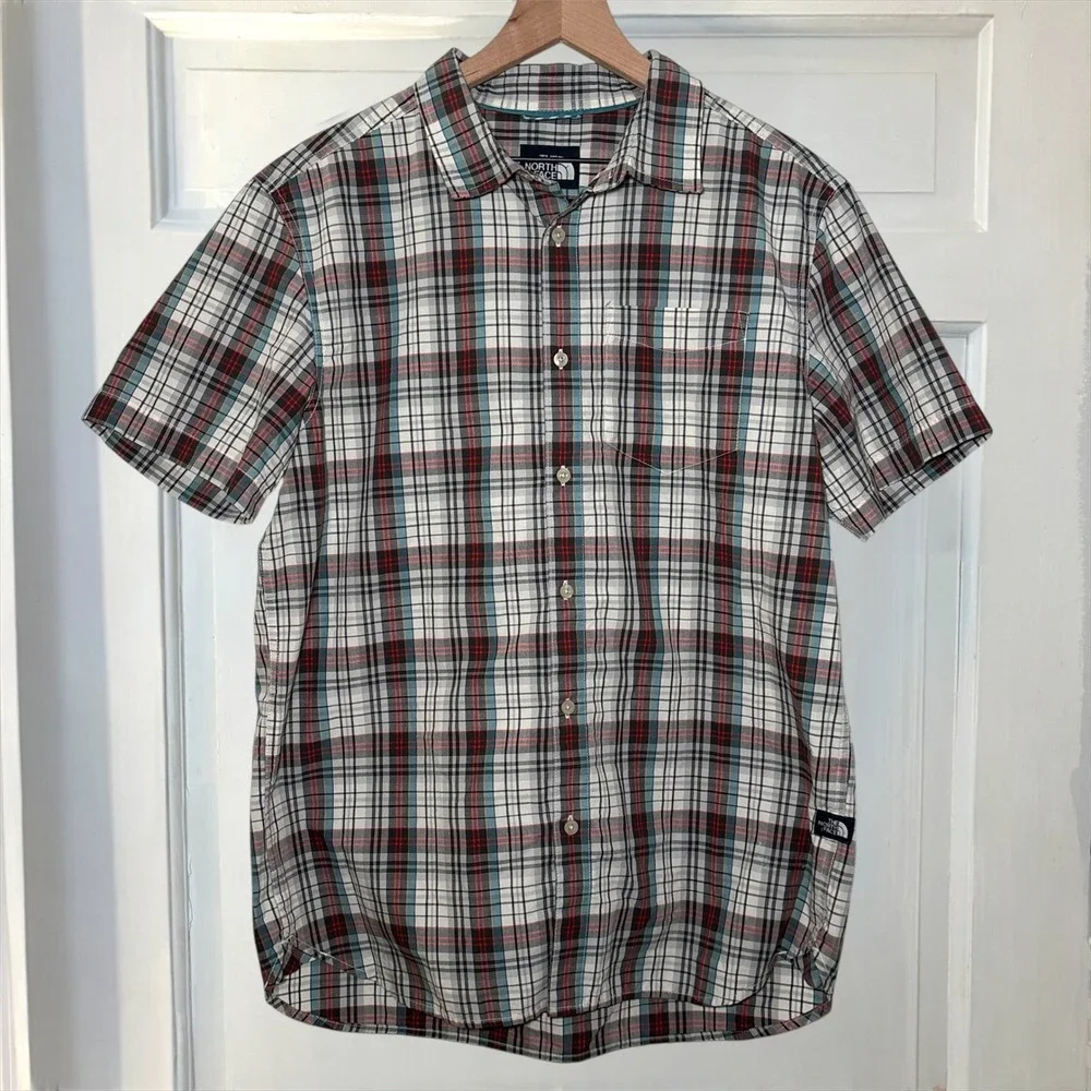 The North Face Plaid Button Up Hammetts Shirt Short Sleeve Mens L Casual Outdoor